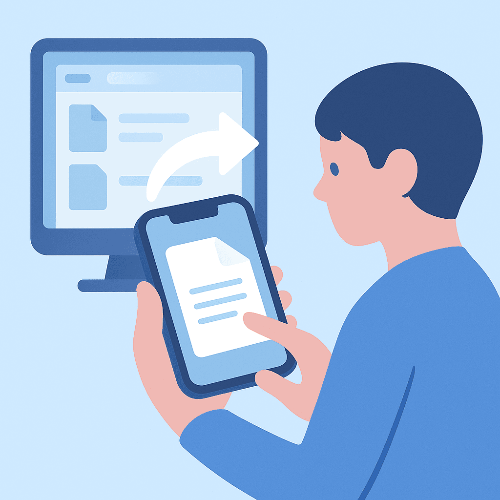 User opening a document on an iPhone.