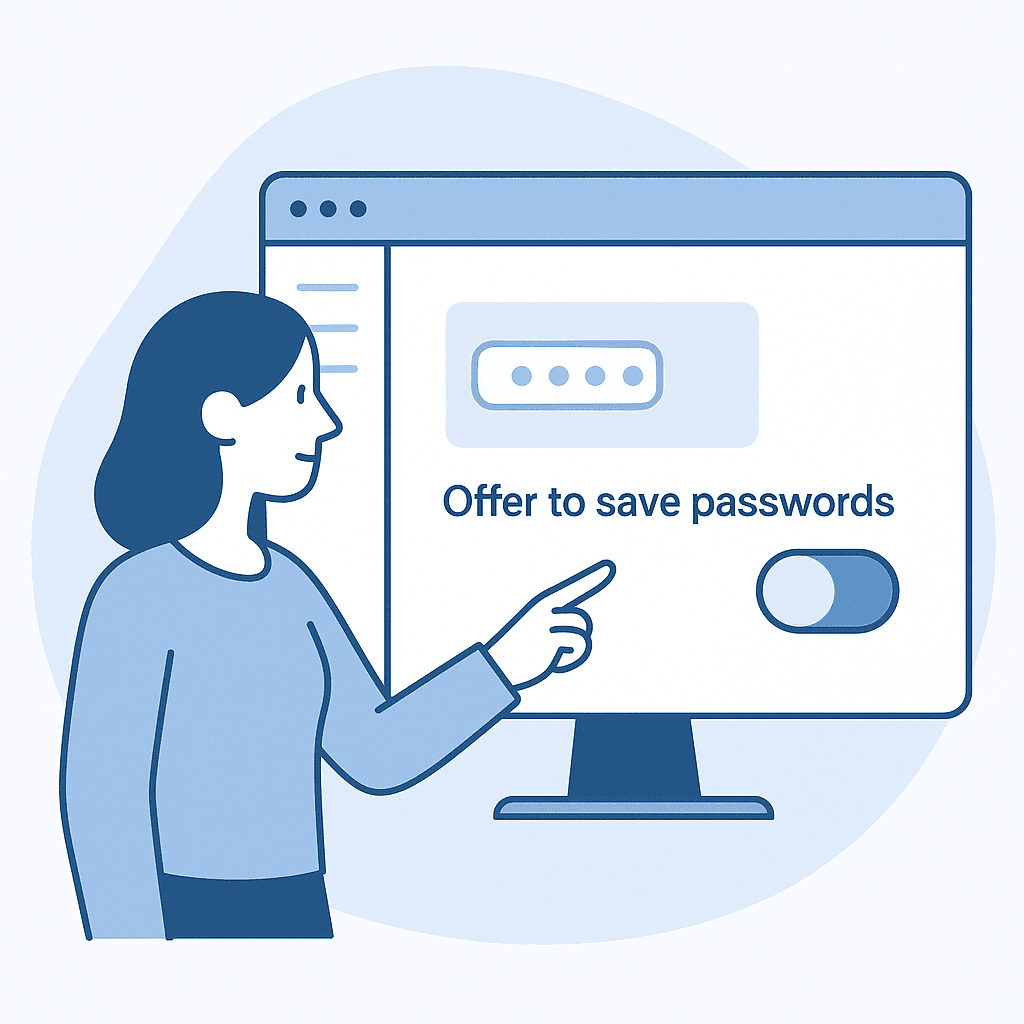 Illustration for: How do I stop Chrome from asking to save passwords?